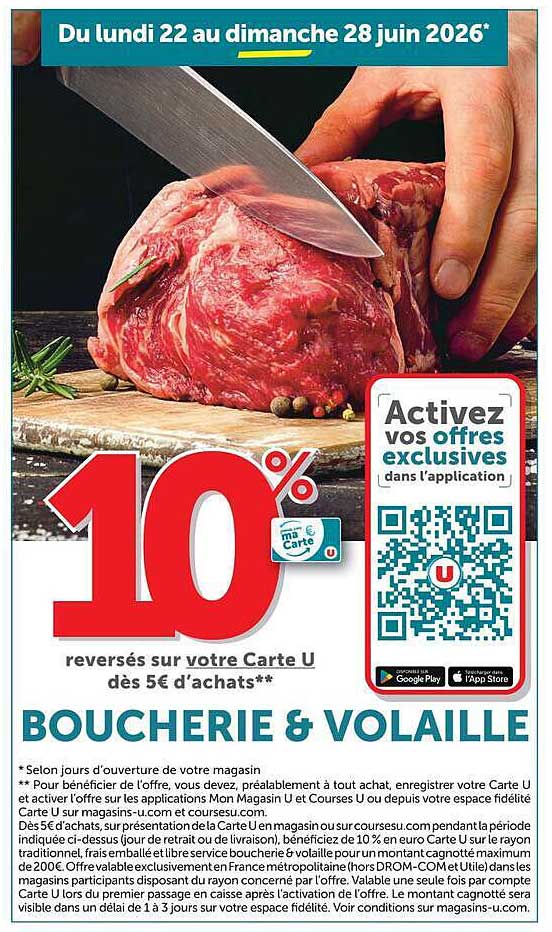 10% reversés sur votre Carte U dès 5€ d’achats**