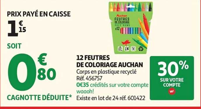 12 FEUTRES DE COLORIAGE AUCHAN