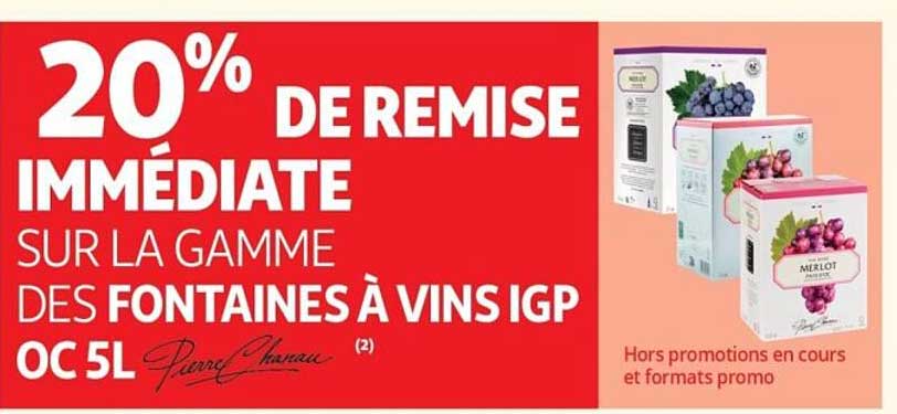20% DE REMISE IMMÉDIATE SUR LA GAMME DES FONTAINES À VINS IGP OC 5L
