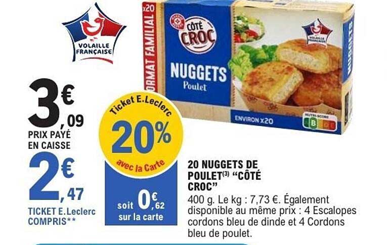 20 NUGGETS DE POULET(3) “CÔTÉ CROC”