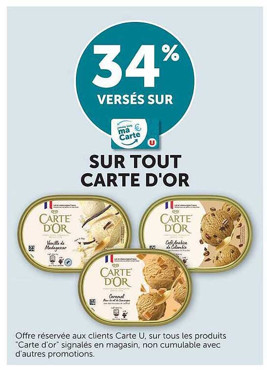 34% versés sur sur tout Carte d'Or