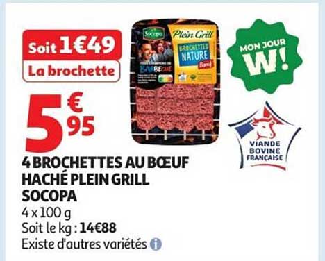 4 BROCHETTES AU BŒUF HACHÉ PLEIN GRILL SOCOPA