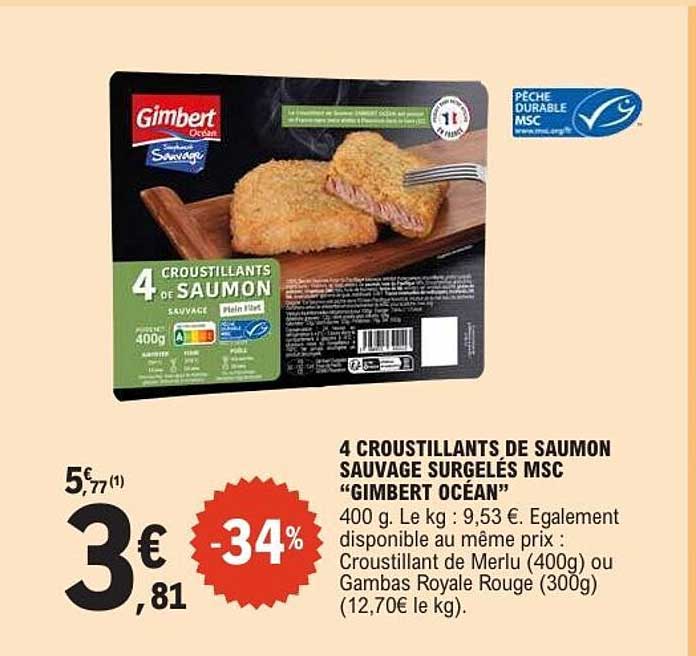 4 CROUSTILLANTS DE SAUMON SAUVAGE SURGELÉS MSC “GIMBERT OCÉAN”