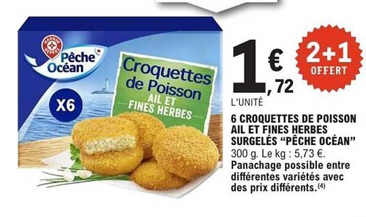 6 croquettes de poisson ail et fines herbes surgelés “Pêche Océan”