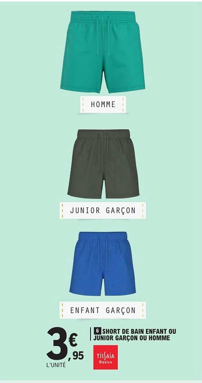 6 SHORT DE BAIN ENFANT OU JUNIOR GARÇON OU HOMME