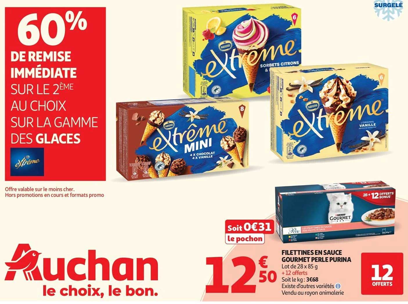 60% DE REMISE IMMÉDIATE SUR LE 2ÈME AU CHOIX SUR LA GAMME DES GLACES