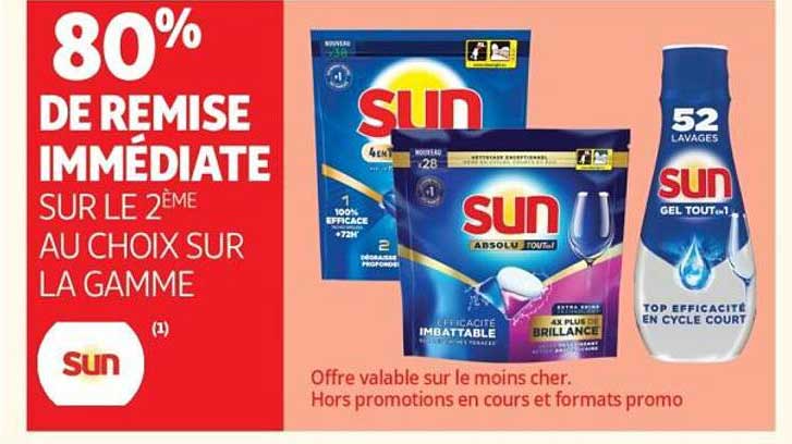 80% DE REMISE IMMEDIATE SUR LE 2ÈME AU CHOIX SUR LA GAMME SUN