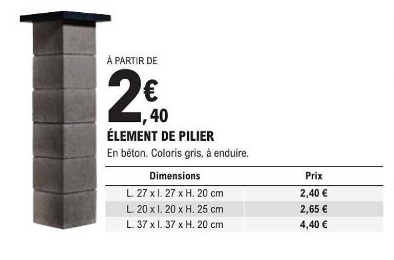 À PARTIR DE 2,40€ ÉLÉMENT DE PILIER