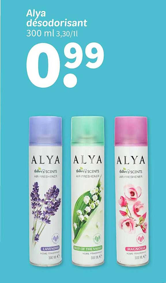 Alya désodorisant 300 ml 3,30/l