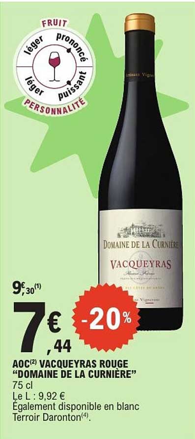 AOC(2) VACQUEYRAS ROUGE “DOMAINE DE LA CURNIÈRE” 75 cl
