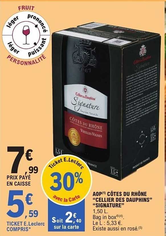 AOP CÔTES DU RHÔNE “CELLIER DES DAUPHINS” “SIGNATURE”