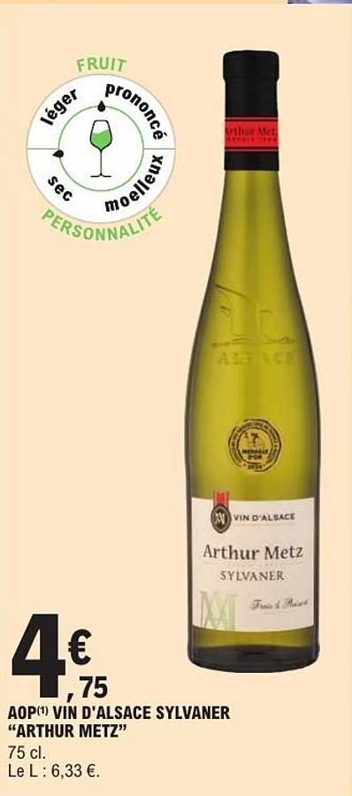 AOP VIN D'ALSACE SYLVANER “ARTHUR METZ”