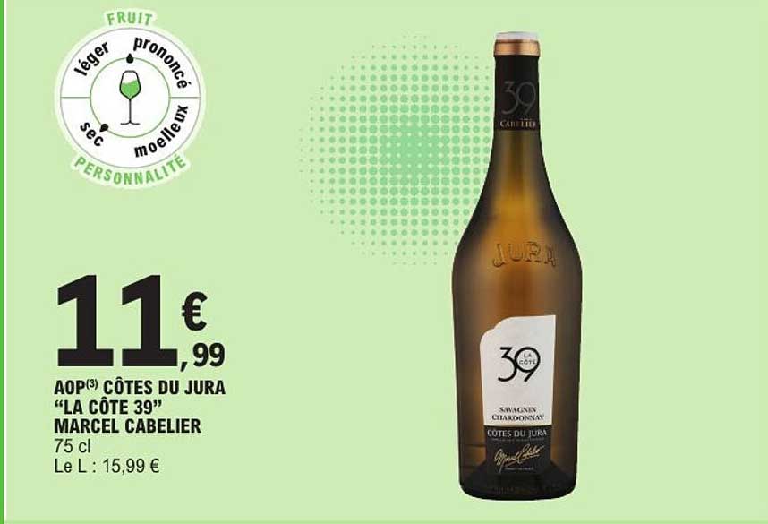 AOP(3) CÔTES DU JURA “LA CÔTE 39” MARCEL CABELIER 75 cl
