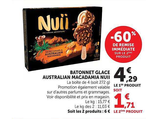 BATONNET GLACE AUSTRALIAN MACADAMIA NUII