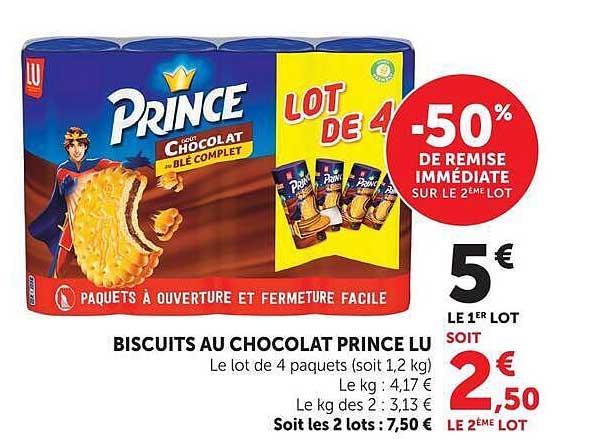 BISCUITS AU CHOCOLAT PRINCE LU