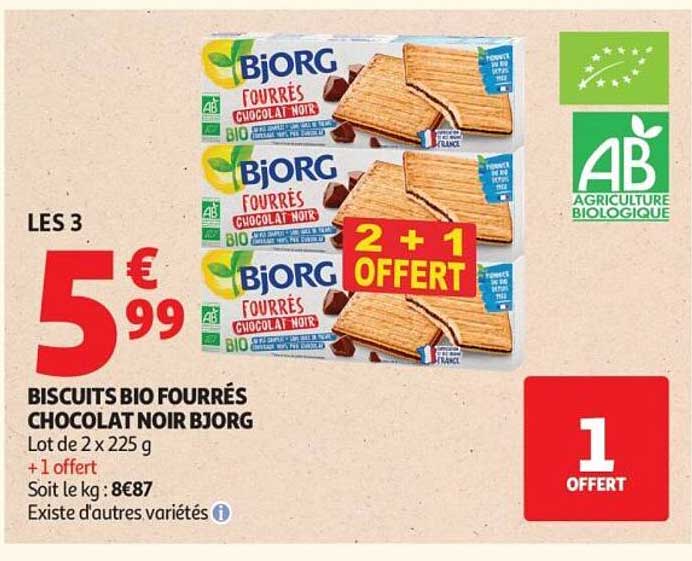 BISCUITS BIO FOURRÉS CHOCOLAT NOIR BJORG