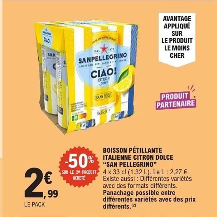 BOISSON PÉTILLANTE ITALIENNE CITRON DOLCE “SAN PELLEGRINO”