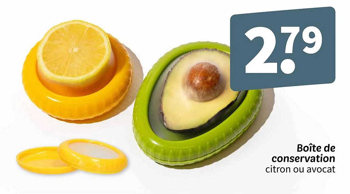 Boîte de conservation citron ou avocat
