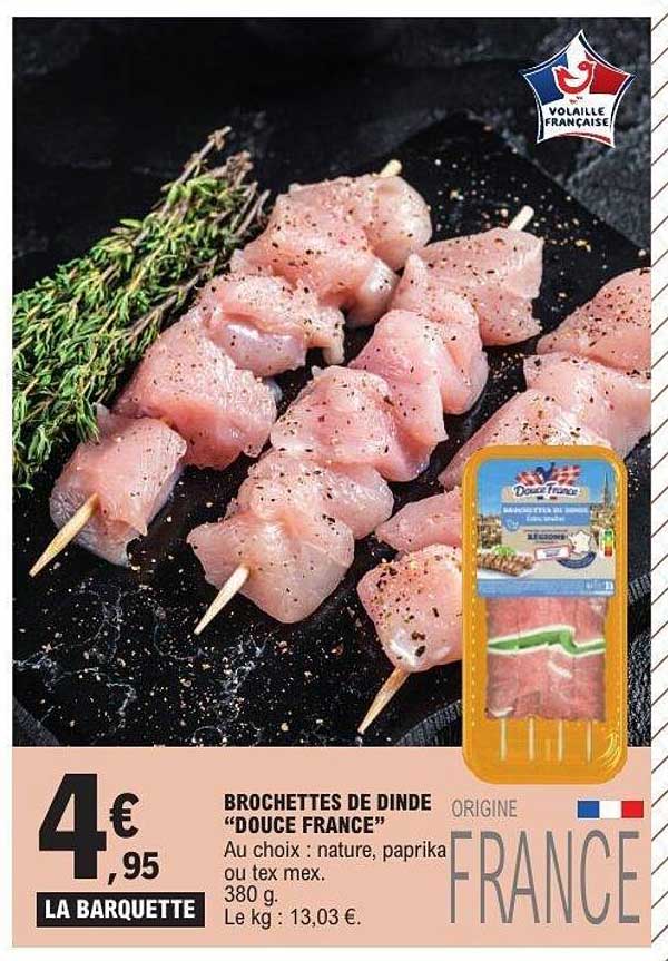 BROCHETTES DE DINDE "DOUCE FRANCE"