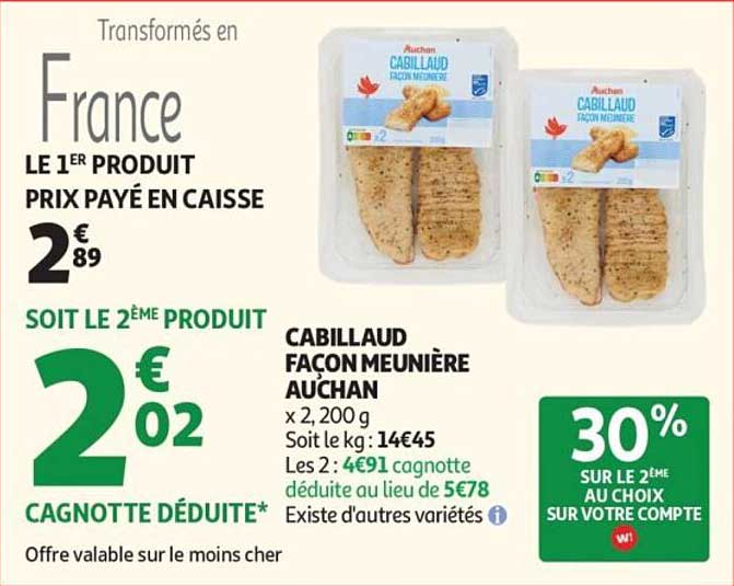 CABILLAUD FAÇON MEUNIÈRE AUCHAN