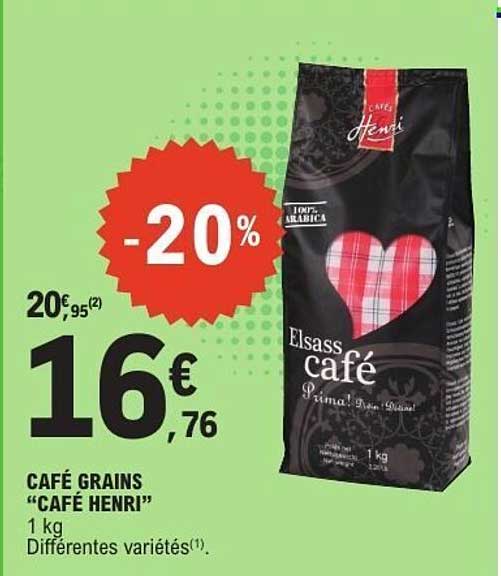 CAFÉ GRAINS “CAFÉ HENRI” 1 kg Différentes variétés