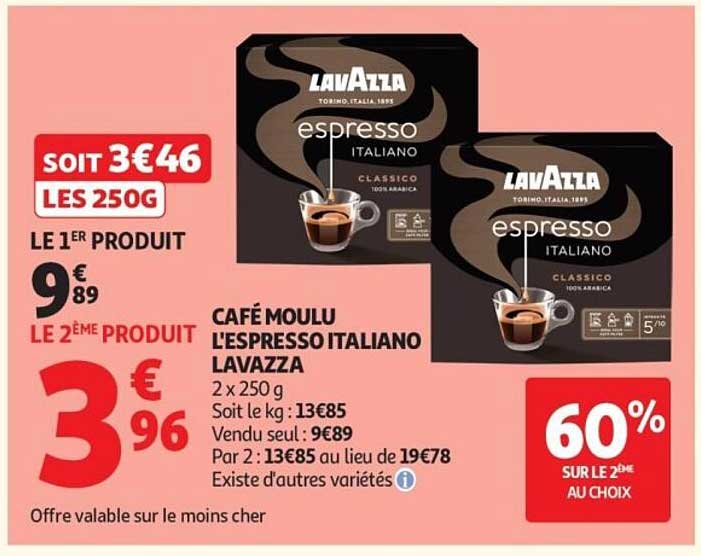 CAFÉ MOULU L'ESPRESSO ITALIANO LAVAZZA