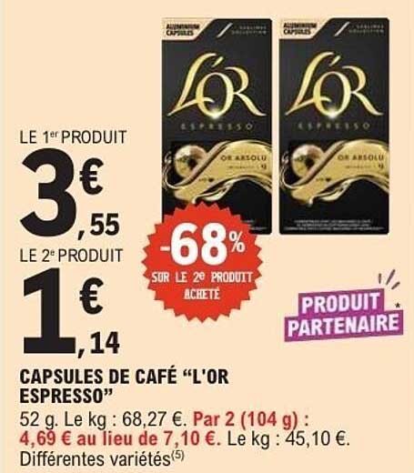CAPSULES DE CAFÉ “L’OR ESPRESSO”