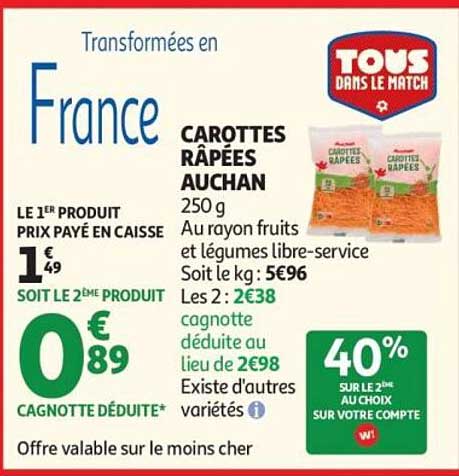 CAROTTES RÂPÉES AUCHAN 250 g