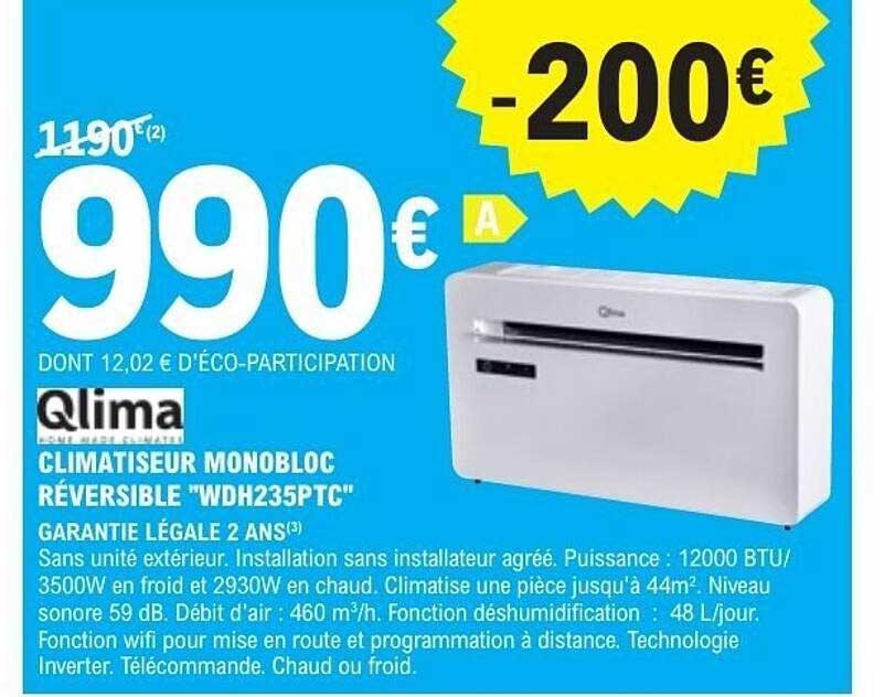 CLIMATISEUR MONOBLOC RÉVERSIBLE "WDH235PTC"