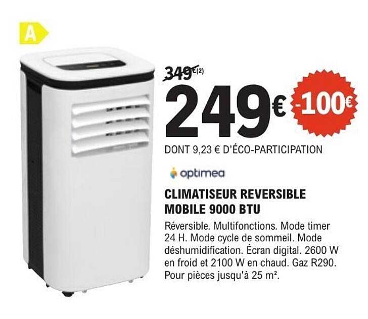 CLIMATISEUR REVERSIBLE MOBILE 9000 BTU