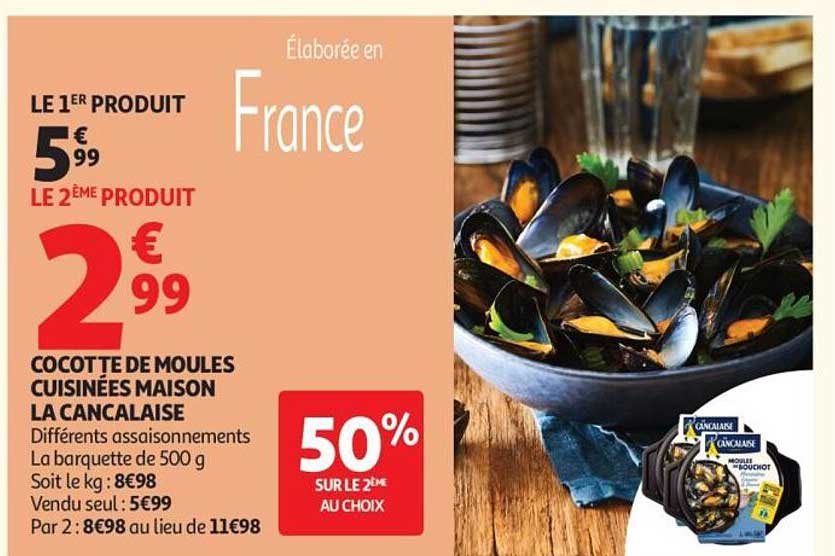 Cocotte de moules cuisinées maison La Cancalaise