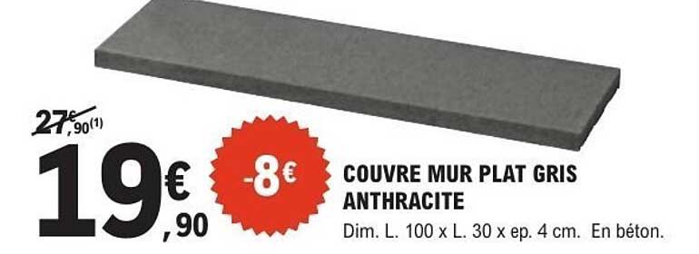 COUVRE MUR PLAT GRIS ANTHRACITE