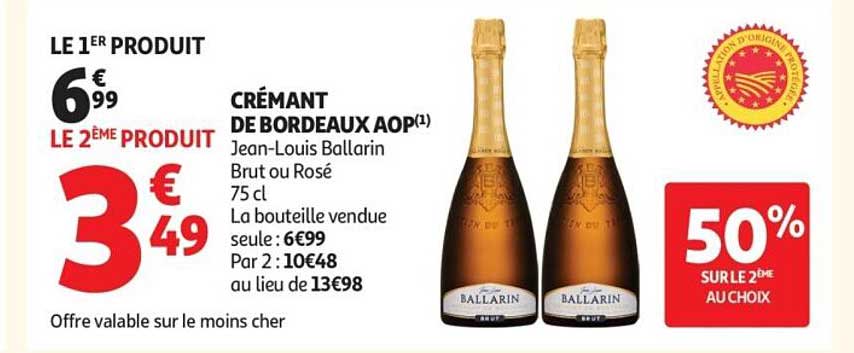 CRÉMANT DE BORDEAUX AOP Jean-Louis Ballarin Brut ou Rosé 75 cl