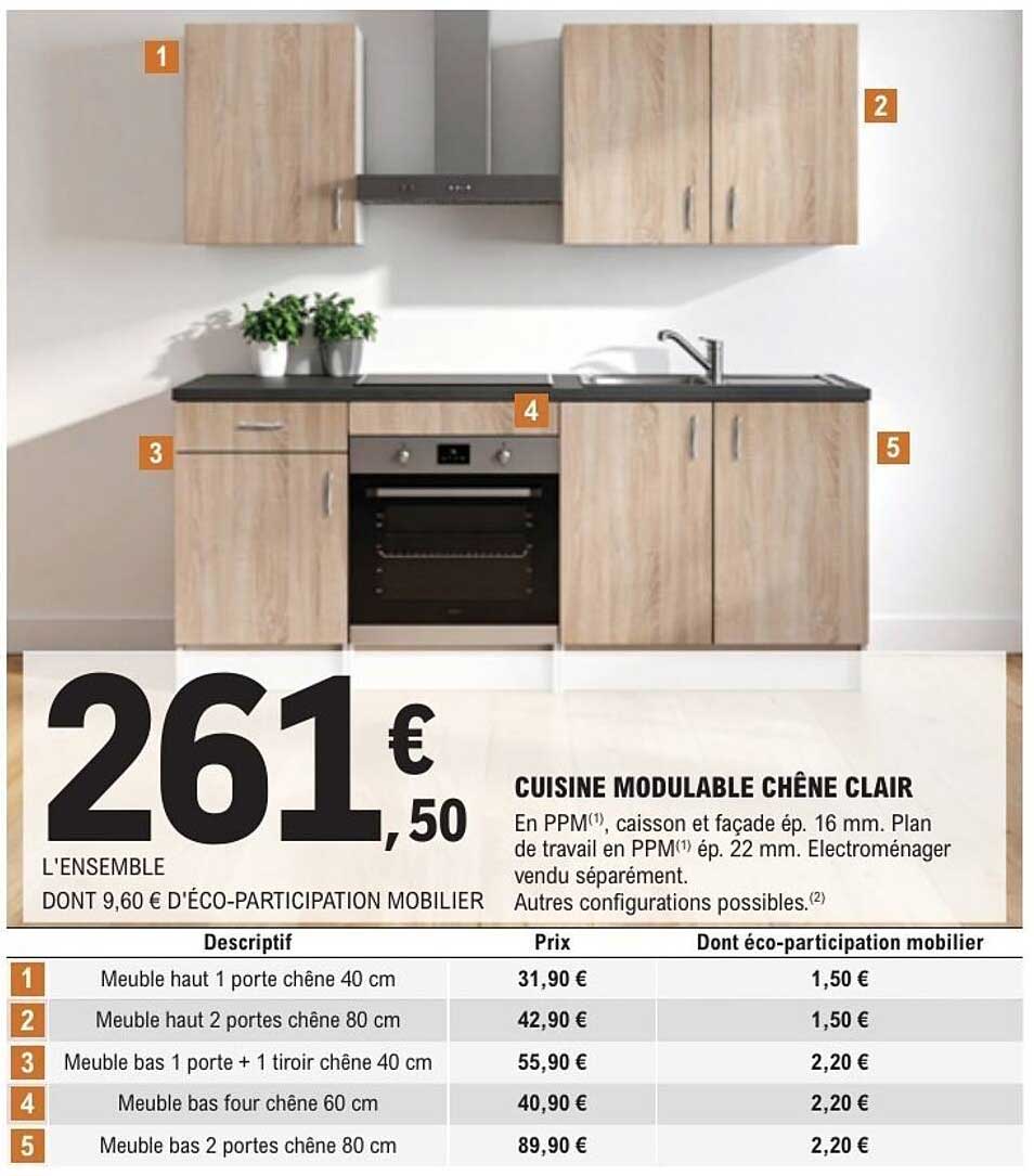 CUISINE MODULABLE CHÊNE CLAIR