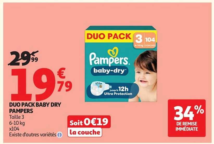 DUO PACK BABY DRY PAMPERS