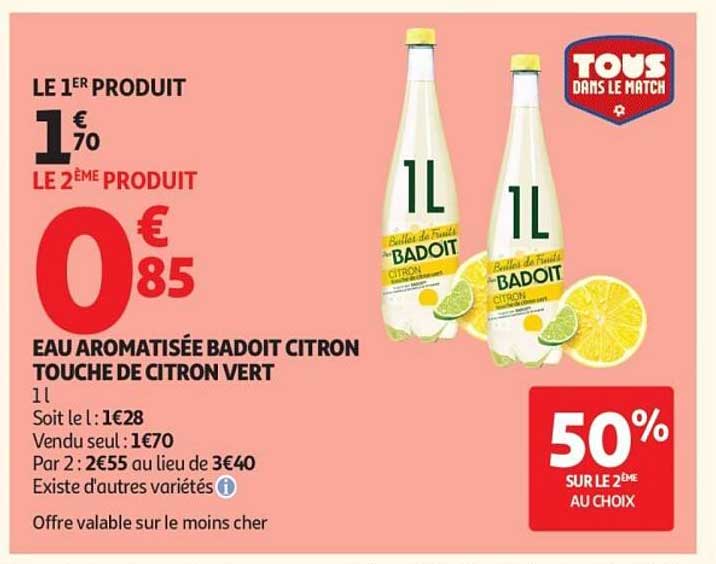 EAU AROMATISÉE BADOIT CITRON TOUCHE DE CITRON VERT