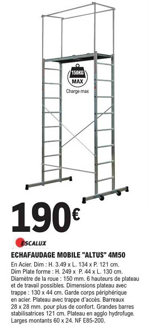 ECHAFAUDAGE MOBILE "ALTUS" 4M50