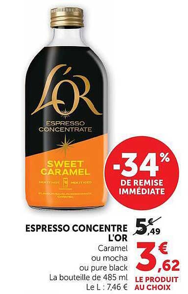 ESPRESSO CONCENTRE L'OR Caramel ou mocha ou pure black