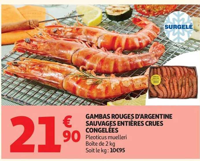 GAMBAS ROUGES D'ARGENTINE SAUVAGES ENTIÈRES CRUES CONGELÉES