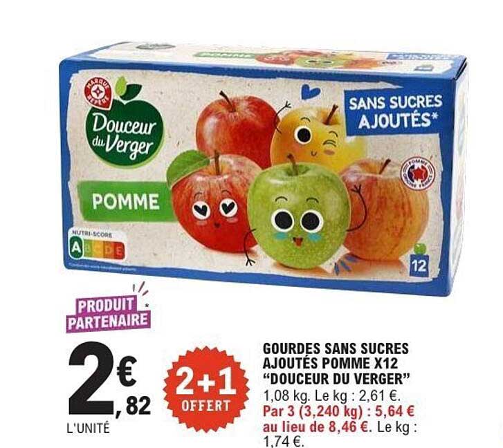 GOURDES SANS SUCRES AJOUTÉS POMME X12 “DOUCEUR DU VERGER”
