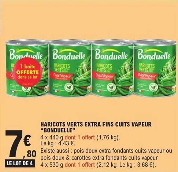 HARICOTS VERTS EXTRA FINS CUITS VAPEUR “BONDUELLE”