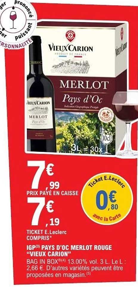 IGP PAYS D'OC MERLOT ROUGE «VIEUX CARION»