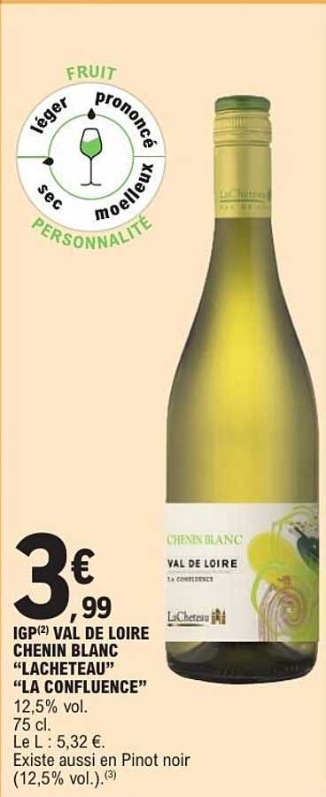 IGP(2) VAL DE LOIRE CHENIN BLANC “LACHETEAU” “LA CONFLUENCE”