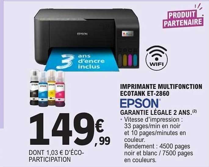 IMPRIMANTE MULTIFONCTION ECOTANK ET-2860 EPSON