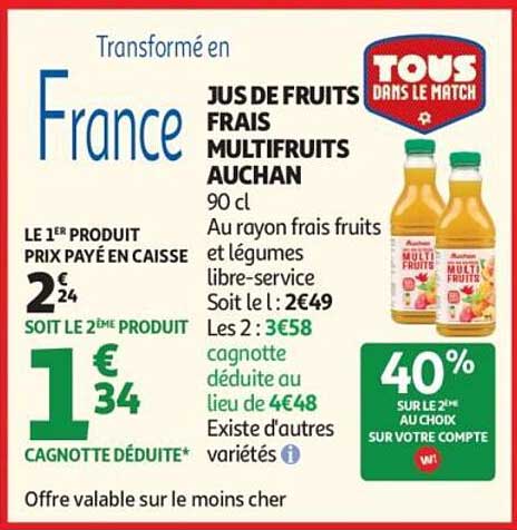 JUS DE FRUITS FRAIS MULTIFRUITS AUCHAN