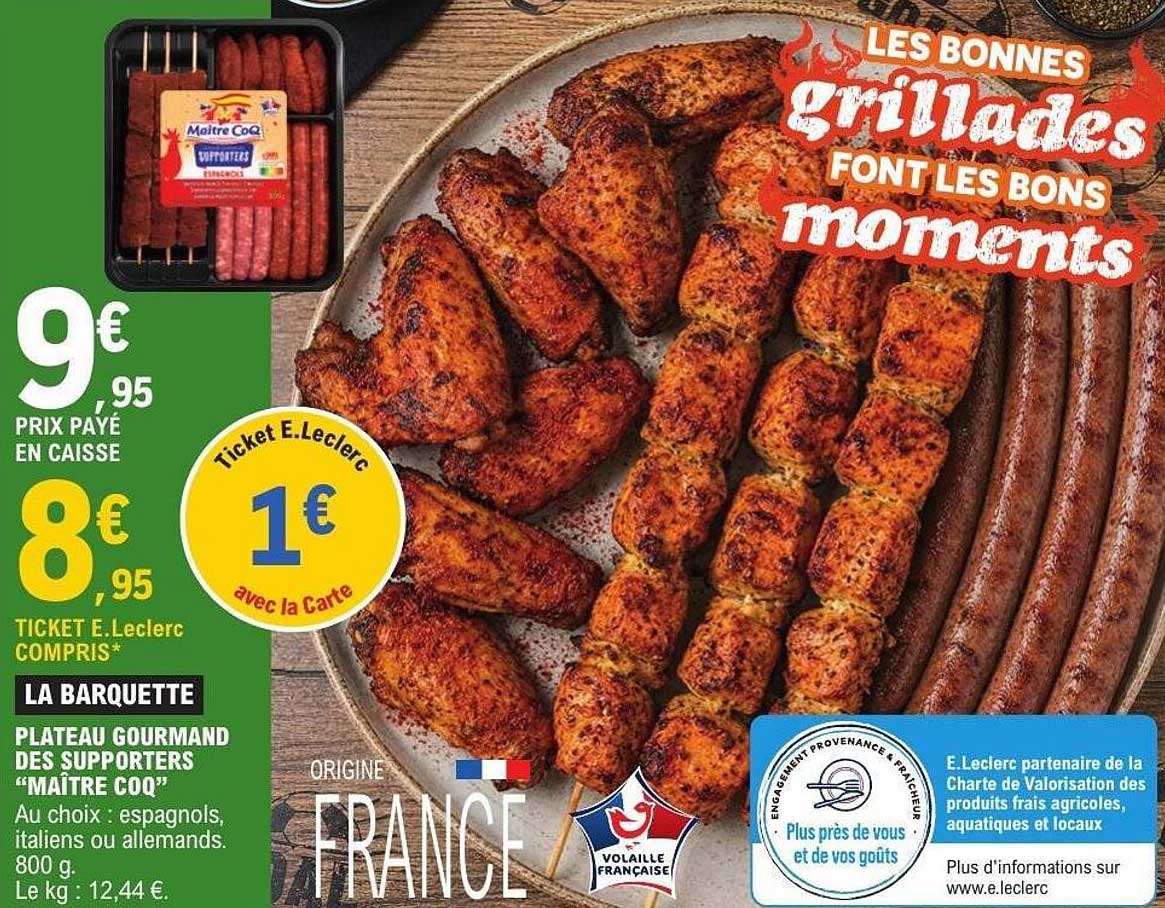 LA BARQUETTE PLATEAU GOURMAND DES SUPPORTERS “MAÎTRE COQ”