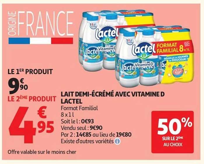 LAIT DEMI-ÉCRÉMÉ AVEC VITAMINE D LACTEL