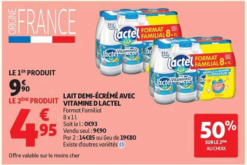 LAIT DEMI-ÉCRÉMÉ AVEC VITAMINE D LACTEL