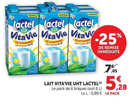 LAIT VITA'VIE UHT LACTEL
