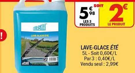 LAVE-GLACE ÉTÉ 5L - Soit 0,60€/L Par 3 : 0,40€/L Vendu seul : 2,99€